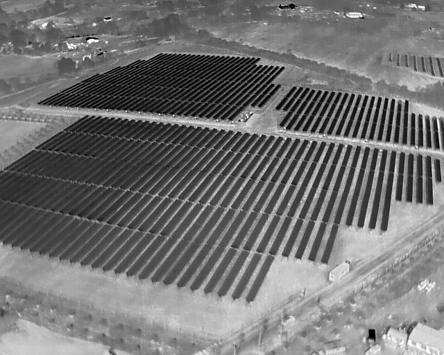 Thermal aerial image of a solar array captured by drone